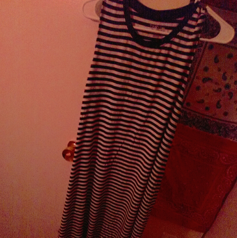 Black and white striped dress